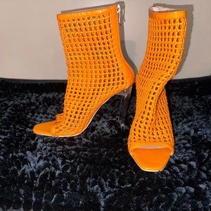 Clear heel booties